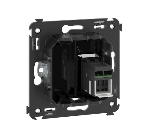 Компьютерная розетка RJ-45 в стену, кат.6 одинарная,"Avanti", "Черный квадрат"  4402293  DKC