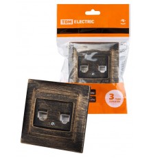 Розетка телефонная RJ11 + компьютерная RJ45 старинная бронза "Лама"  SQ1815-0760  TDM