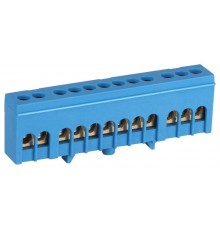 Шина  NO-224-100 N ноль в изолированном корпусе на DIN-рейку ШНИ-6х9-12-Д синий  Б0062928  ЭРА