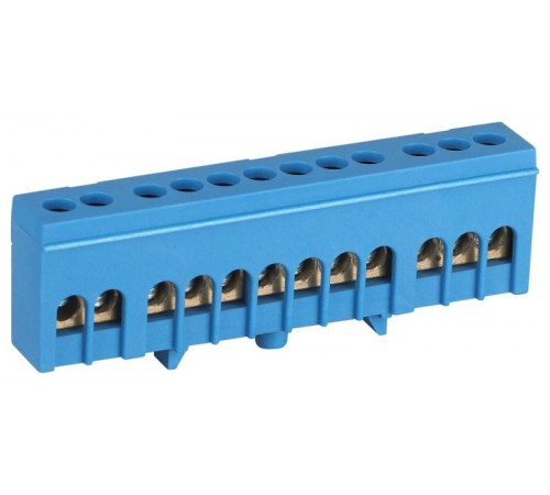 Шина  NO-224-100 N ноль в изолированном корпусе на DIN-рейку ШНИ-6х9-12-Д синий  Б0062928  ЭРА