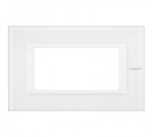 Axolute декоративные накладки прямоугольной формы, Белый, цвет белое стекло, на 4 модуля  HA4804VBB  Legrand