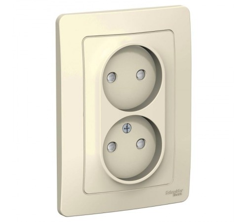 Blanca Молочный С/У Розетка 2-ая без заземления со шторками, 16А, 250В  BLNRS000122  SE