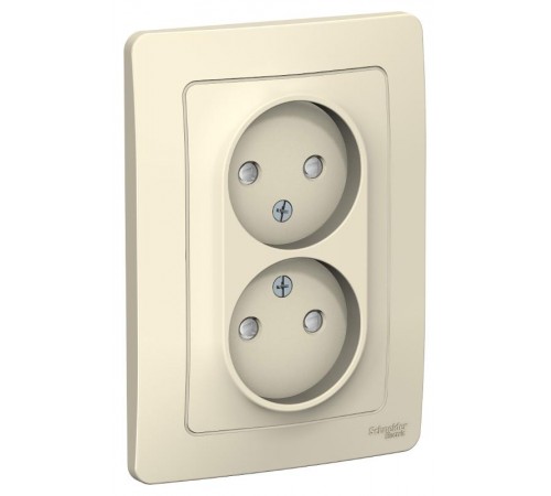 Blanca Молочный С/У Розетка 2-ая без заземления со шторками, 16А, 250В  BLNRS000122  SE