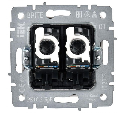 BRITE Розетка компьютерная 2-ая RJ45 кат.5E РК10-2-БрБ белый без шторок  BR-K20-1-K01  IEK
