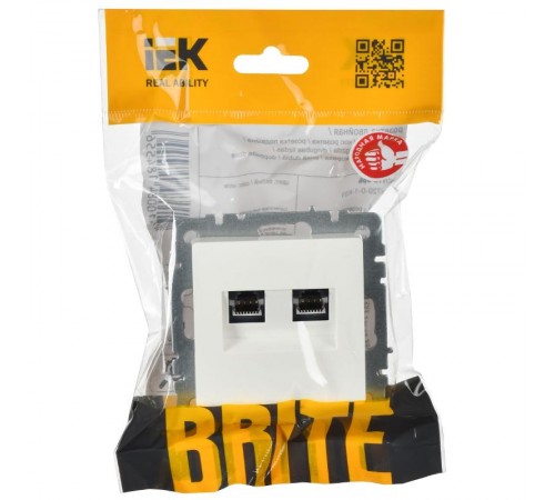 BRITE Розетка компьютерная 2-ая RJ45 кат.5E РК10-2-БрБ белый без шторок  BR-K20-1-K01  IEK