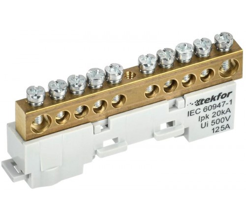 TEKFOR Шина L "фаза" неизолированная на универсальном держателе 8х12-10-Ср  TF-NN20-10-DL-K03  IEK