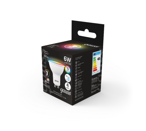Лампа светодиодная Smart MR16 6W GU10 RGBW+dim 1/10/100  101106406  Gauss