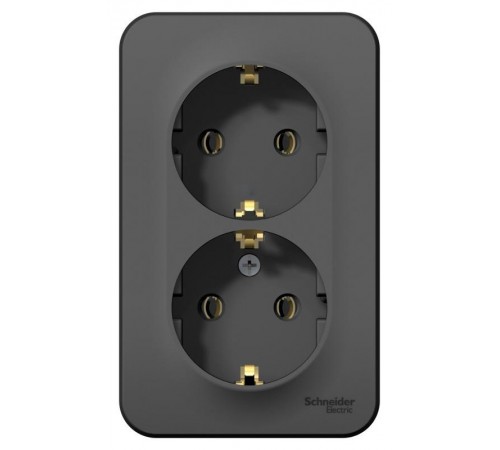 Blanca Антрацит О/У с изолирующей пластиной Розетка 2-ая с заземлением без шторок 16А, 250В  BLNRA010216  SE