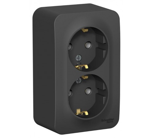 Blanca Антрацит О/У с изолирующей пластиной Розетка 2-ая с заземлением без шторок 16А, 250В  BLNRA010216  SE