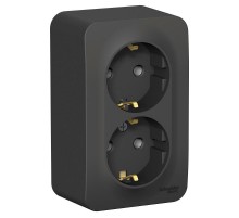 Blanca Антрацит О/У с изолирующей пластиной Розетка 2-ая с заземлением без шторок 16А, 250В  BLNRA010216  SE