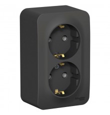 Blanca Антрацит О/У с изолирующей пластиной Розетка 2-ая с заземлением без шторок 16А, 250В  BLNRA010216  SE