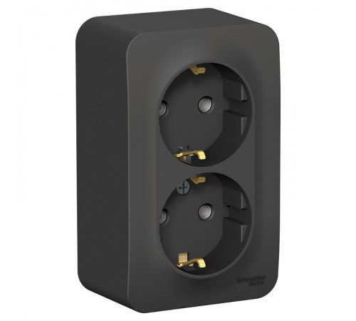 Blanca Антрацит О/У с изолирующей пластиной Розетка 2-ая с заземлением без шторок 16А, 250В  BLNRA010216  SE