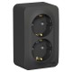 Blanca Антрацит О/У с изолирующей пластиной Розетка 2-ая с заземлением без шторок 16А, 250В  BLNRA010216  SE