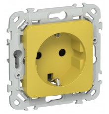 FLITE Розетка с заземлением со шторками 16А РСш11-0-ФлЖК желтый карри  FI-R14-16-K44  IEK