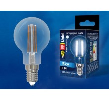 Лампа светодиодная LED-G45-11W/4000K/E14/CL PLS02WH LED. "шар", прозр.4000К Серия Sky  UL-00005177  Uniel