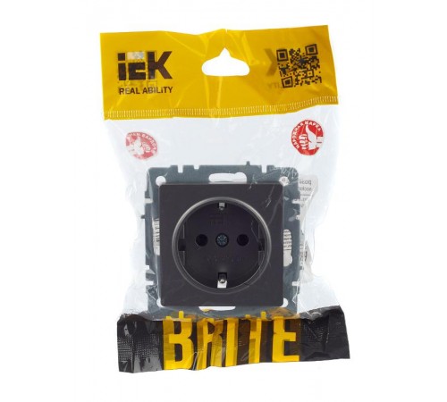 BRITE Розетка с заземлением без шторок 16А РС11-1-0-БрС сталь   BR-R11-16-K46  IEK