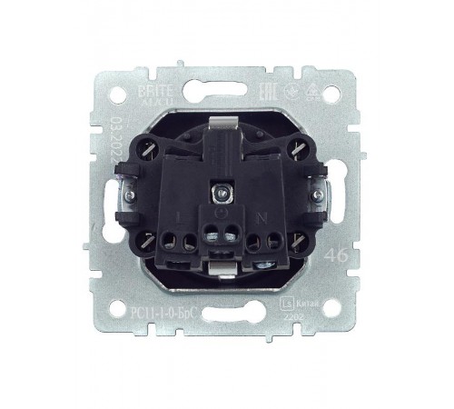 BRITE Розетка с заземлением без шторок 16А РС11-1-0-БрС сталь   BR-R11-16-K46  IEK