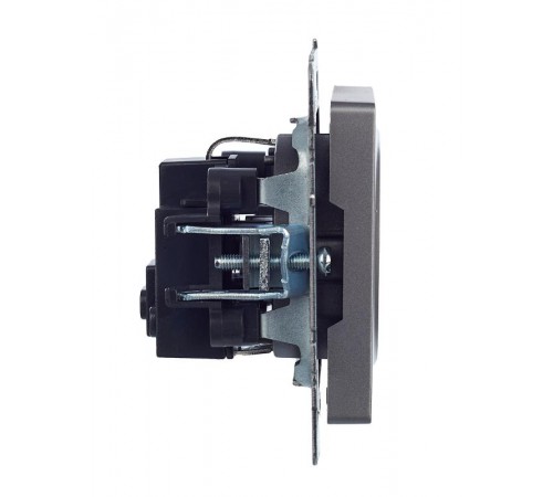 BRITE Розетка с заземлением без шторок 16А РС11-1-0-БрС сталь   BR-R11-16-K46  IEK