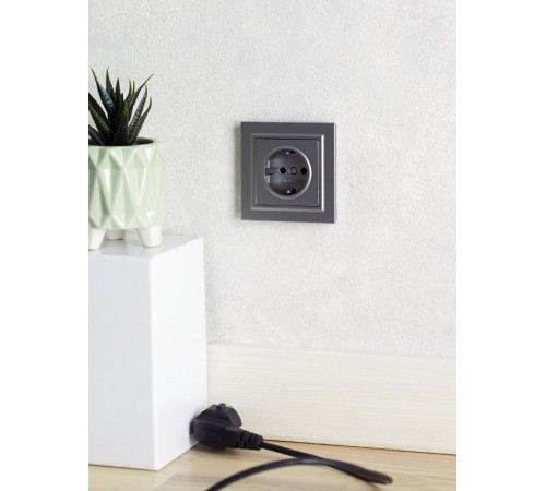 BRITE Розетка с заземлением без шторок 16А РС11-1-0-БрС сталь   BR-R11-16-K46  IEK