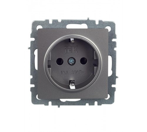 BRITE Розетка с заземлением без шторок 16А РС11-1-0-БрС сталь   BR-R11-16-K46  IEK