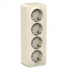 Blanca Молочный О/У с изолирующей пластиной Розетка 4-ая с заземлением со шторками 16А, 250В  BLNRA011412  SE