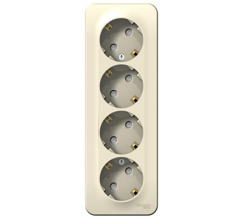 Blanca Молочный О/У с изолирующей пластиной Розетка 4-ая с заземлением со шторками 16А, 250В  BLNRA011412  SE