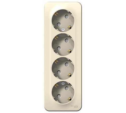 Blanca Молочный О/У с изолирующей пластиной Розетка 4-ая с заземлением со шторками 16А, 250В  BLNRA011412  SE