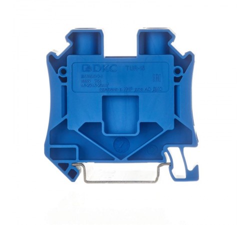 Клемма проходная, винтовой зажим, 2 точки подключения, 16 кв.мм, синяя  TUR-16-BU  DKC