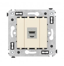 Компьютерная розетка RJ-45 без шторки в стену, кат.5e одинарная экранированная, "Avanti", "Ванильная дымка"  4405763  DKC