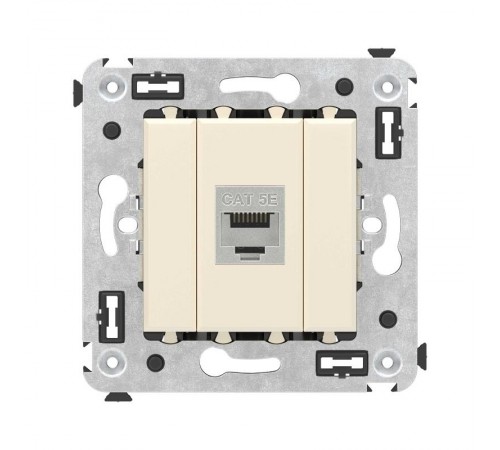 Компьютерная розетка RJ-45 без шторки в стену, кат.5e одинарная экранированная, "Avanti", "Ванильная дымка"  4405763  DKC