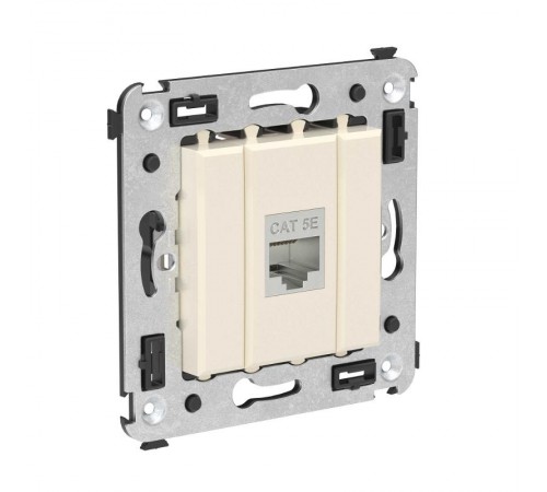 Компьютерная розетка RJ-45 без шторки в стену, кат.5e одинарная экранированная, "Avanti", "Ванильная дымка"  4405763  DKC
