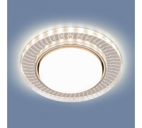 Светильник точечный встраиваемый 3033 GX53 CL/SL прозрачный/серебро с подсветкой  a045484  Elektrostandard