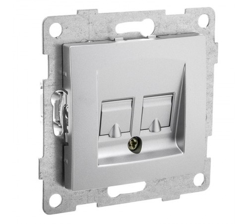 Bravo Розетка телефонная RJ12, двойная, СУ, серебро  С10Т2-004  GUSI Electric