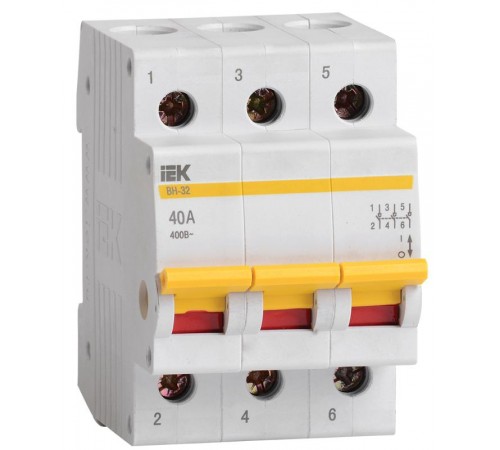 Выключатель нагрузки модульный (мини-рубильник) ВН-32 3Р 40А  MNV10-3-040  IEK