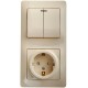 Glossa Бежевый Блок: Розетка с заземлением со шторками и 2-кл. Выключатель с подсветкой  GSL000275  SE