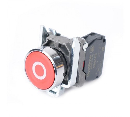 Кнопка SB4 в сборе модульная 22мм красная металл 1НЗ с маркировкой "О"  SB4BA4322  SE