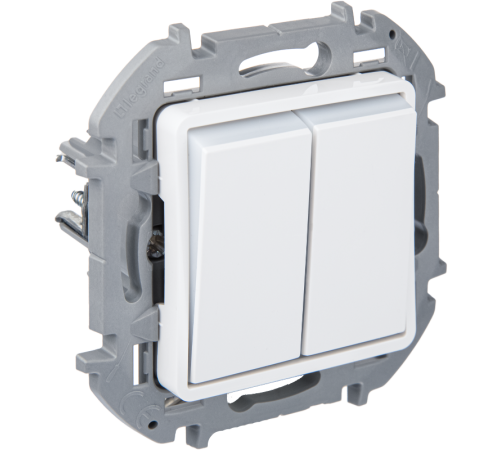 Inspiria Белый Переключатель двухклавишный с подсветкой 10AX  673665 Legrand