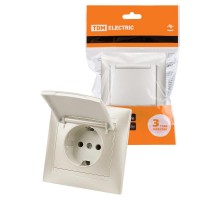 Розетка 2П+З 16А 250В  IP44 с крышкой перламутр "Лама"  SQ1815-0826  TDM