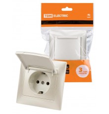 Розетка 2П+З 16А 250В  IP44 с крышкой перламутр "Лама"  SQ1815-0826  TDM