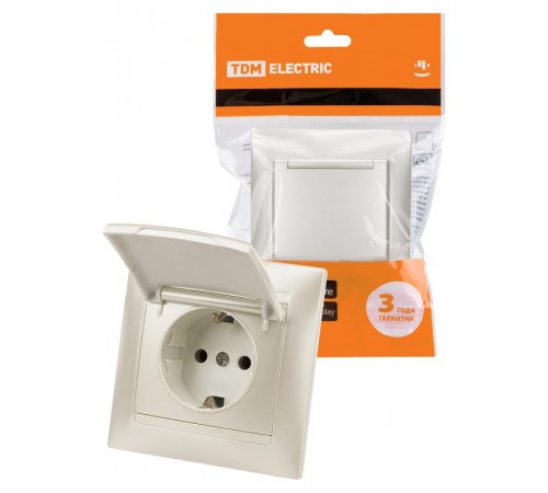 Розетка 2П+З 16А 250В  IP44 с крышкой перламутр "Лама"  SQ1815-0826  TDM