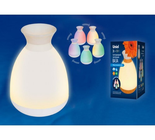 Настольный светильник ваза 3W. акк. 1800mAh. сенсор, белый ULD-R200 LED/100Lm/3000K/RGB WHITE  UL-00004545  Uniel