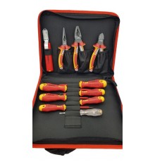 Набор диэл. отверток, бокорезов, плоскогубцев, длинногубцев, стриппера и отвертки тестера в сумке  41391104  Felo