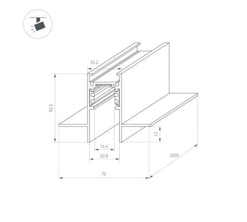 Трек встраиваемый MAG-ORIENT-TRACK-2652-FDW-2000 (BK) (Arlight, IP20 Металл, 3 года)  033634  Arlight