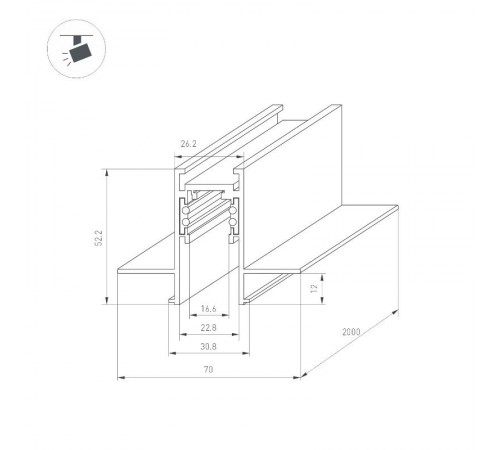 Трек встраиваемый MAG-ORIENT-TRACK-2652-FDW-2000 (BK) (Arlight, IP20 Металл, 3 года)  033634  Arlight