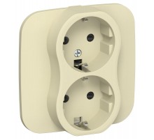 FLITE Розетка 2-ая с заземлением со шторками быстрозажимные клеммы 16А РСш12-1-А-ФлН навахо  FI-R24A-16-1-K87  IEK