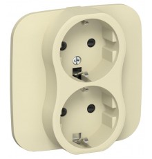 FLITE Розетка 2-ая с заземлением со шторками быстрозажимные клеммы 16А РСш12-1-А-ФлН навахо  FI-R24A-16-1-K87  IEK