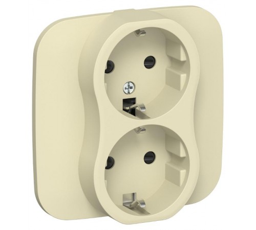 FLITE Розетка 2-ая с заземлением со шторками быстрозажимные клеммы 16А РСш12-1-А-ФлН навахо  FI-R24A-16-1-K87  IEK