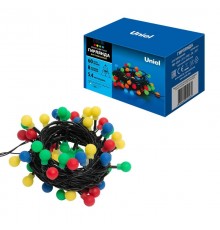 Гирлянда светодиодная с контр. Разноцветные шарики ULD-S0540-060/DGA MULTI IP20 COLORBALLS   60 диодов 5,4 м мульти IP20 шнур зеленый  07928  Uniel