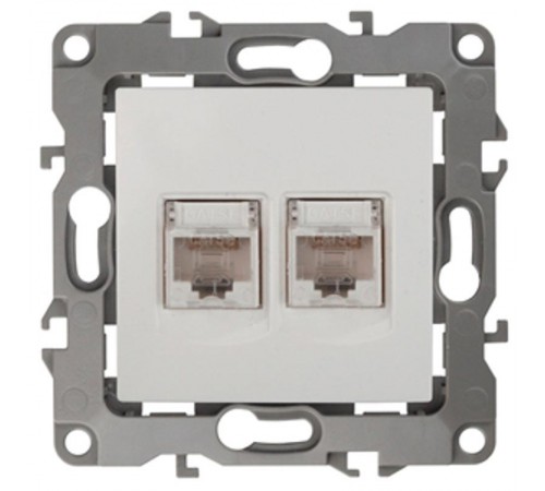 Розетка информационная двойная 12-3108-01  2XRJ45,  белый  Б0014729  ЭРА
