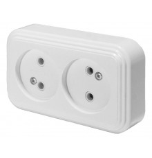 Розетка 2-местная без заземляющего контакта, 250В, 16А, IP20, PST16-30-20 (RA 16-237-Б), белый  39693  STEKKER